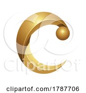Poster, Art Print Of Golden Embossed Letter C With Pompom Hat On A White Background
