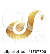Poster, Art Print Of Golden Curvy Letter S Or D On A White Background
