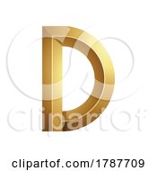 Poster, Art Print Of Golden Embossed Bold Letter D Icon On A White Background