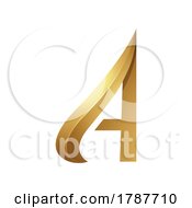 Poster, Art Print Of Golden Embossed Curved Capital Letter A On A White Background