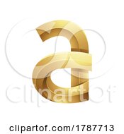 Poster, Art Print Of Golden Embossed Curvy Letter A On A White Background
