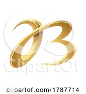 Poster, Art Print Of Golden Embossed Curvy Letter B On A White Background