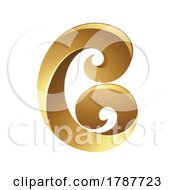 Poster, Art Print Of Golden Glossy Curvy Letter C On A White Background