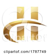 Poster, Art Print Of Golden Letter H Symbol On A White Background - Icon 2