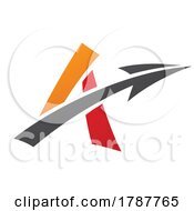 Poster, Art Print Of Freestyle Letter A With An Arrow In Red Orange And Black Colors