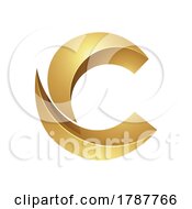 01/25/2023 - Golden 3d Letter C Resembling Melon Slices On A White Background