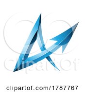 Poster, Art Print Of Embossed Blue Arrow Shaped Letter A