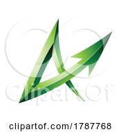 Poster, Art Print Of Embossed Green Arrow Shaped Letter A