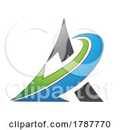 Poster, Art Print Of Curved Black Triangle With A Green And Blue Arrow