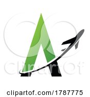 Poster, Art Print Of Black And Green Letter A With An Airplane