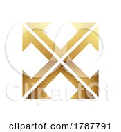 Golden Letter X Symbol On A White Background Icon 2