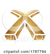 Poster, Art Print Of Golden Letter X Symbol On A White Background - Icon 5