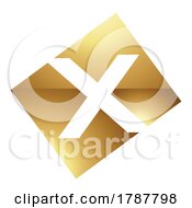 Poster, Art Print Of Golden Letter X Symbol On A White Background - Icon 9