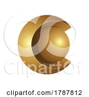 Poster, Art Print Of Golden Shiny Bold Round Letter C On A White Background