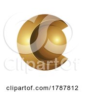 Golden Shiny Bold Round Letter C On A White Background