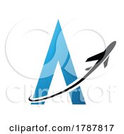Poster, Art Print Of Black Airplane Over A Blue Letter A