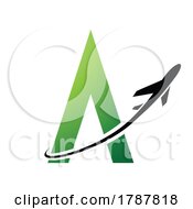 Poster, Art Print Of Black Airplane Over A Green Letter A