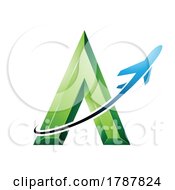 Airplane Flying Around A Green Embossed Letter A