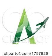 Poster, Art Print Of Airplane In Green Flying Around Letter A