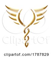 Poster, Art Print Of Golden Twisted Torch With Wings On A White Background