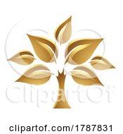 Poster, Art Print Of Golden Tree Of Leaves On A White Background