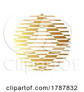 Golden Striped Diamond Circle On A White Background