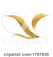 Poster, Art Print Of Golden Soft Wings Icon On A White Background