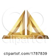 Poster, Art Print Of Golden Embossed Statuette-Like Triangles On A White Background