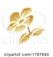 Poster, Art Print Of Golden Flower And Leaves On A White Background