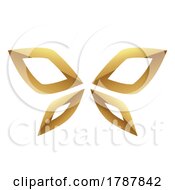 Poster, Art Print Of Golden Glossy Abstract Butterfly On A White Background