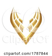 Poster, Art Print Of Golden Glossy Abstract Horns On A White Background