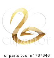 Poster, Art Print Of Golden Glossy Abstract Swan On A White Background