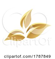 Poster, Art Print Of Golden Glossy Leaves On A White Background - Icon 1