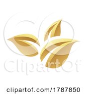 Poster, Art Print Of Golden Glossy Leaves On A White Background - Icon 2