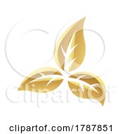 Poster, Art Print Of Golden Glossy Leaves On A White Background - Icon 3