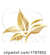 Poster, Art Print Of Golden Glossy Leaves On A White Background - Icon 4