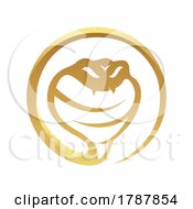 Poster, Art Print Of Golden Glossy Snake Icon On A White Background