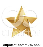 Poster, Art Print Of Golden Glossy Star Shape On A White Background