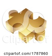 01/27/2023 - Golden Jigsaw Piece On A White Background