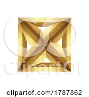 Poster, Art Print Of Golden Embossed Square Made Of Triangles On A White Background