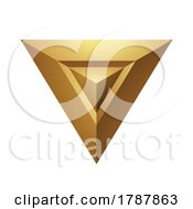 Golden Abstract Pyramid On A White Background
