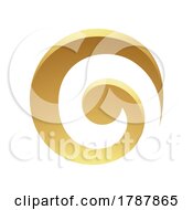 Poster, Art Print Of Golden Abstract Swirly Circle Icon On A White Background