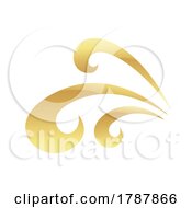 Golden Abstract Swirly Waves Icon On A White Background