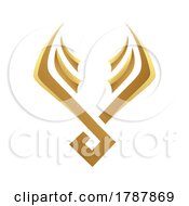 Poster, Art Print Of Golden Glossy Abstract Wings On A White Background - Icon 1