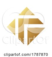 Poster, Art Print Of Golden Arrow Diamond Icon On A White Background