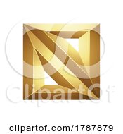 Poster, Art Print Of Golden Embossed Diagonal Square On A White Background