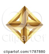 Poster, Art Print Of Golden Embossed Diamond Made Of Triangles On A White Background