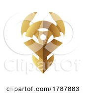 Poster, Art Print Of Golden Abstract Tribal Anchor Shape On A White Background