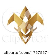 Poster, Art Print Of Golden Abstract Tribal Folded Shape On A White Background