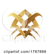 Poster, Art Print Of Golden Abstract Tribal Spiky Icon On A White Background